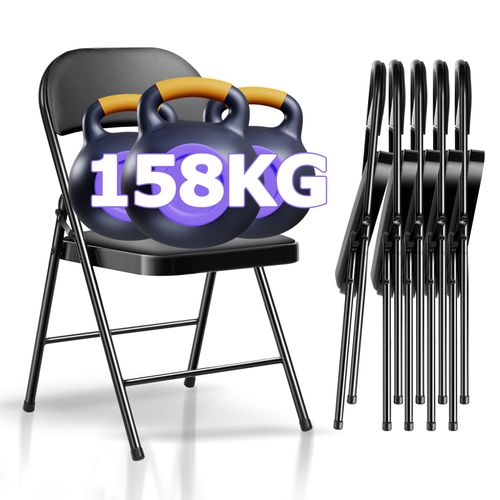 Lot De 6 Chaises Pliantes Rembourrées - Portée 158 Kg - Cadre Acier Robuste - Intérieur/Extérieur - Maison, Bureau, Événements