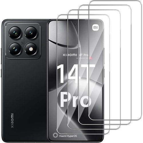 Pack 4 Protections D'écran En Verre Trempé Pour Xiaomi 14t Pro - 9h 0,33 Mm Ultra-Clair, Anti-Rayures, Sans Bulles, Haute Sensibilité (Kit De Pose Inclus)
