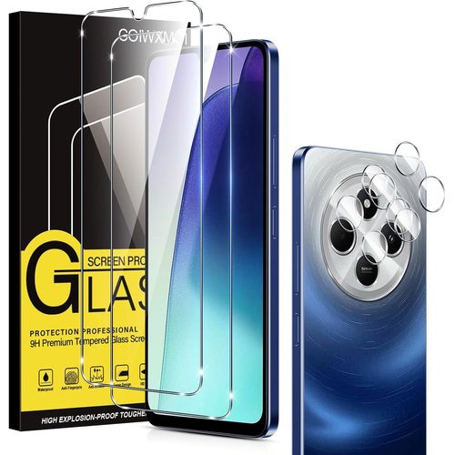 CAUC-[2+2 Pièces Verre Trempé pour Xiaomi Redmi 14C avec Protection Caméra Arrière, Ultra Résistant Film Protection Écran, HD Sans Bulles, Dureté 9H Glass, Vitre Protecteur pour Redmi 14C, Clear