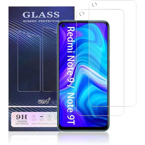 Kal-Uno' Lot De 2 Protecteurs D'écran En Verre Trempé Compatibles Avec Xiaomi Redmi Note 9 5g, Redmi 10x 4g, Redmi Note 9t Ultra Résistant, Sans Bulles, 9h, Anti-Rayures, Installation Facile.