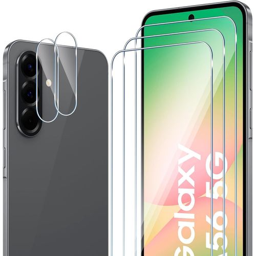 Compatible Avec Samsung Galaxy A56 5g Verre Trempé, 3 Pièces Protection Écran + 2 Pcs Caméra Arrière Protecteur, 9h Dureté Sans Bulles Anti-Rayures/Anti-Empreinte Hd Film Protection Décran