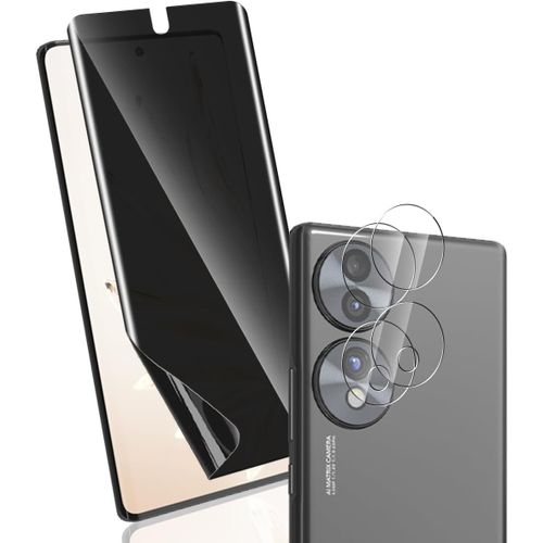 KAL-Protection D'Écran Pour Honor 70 Anti-Espion Film Flexible 1 Pièces + Arrière Caméra Verre Trempé 2 Pièces, Anti-Spy Protection Écran Protection Pour Honor 70 Non-Verre Trempé