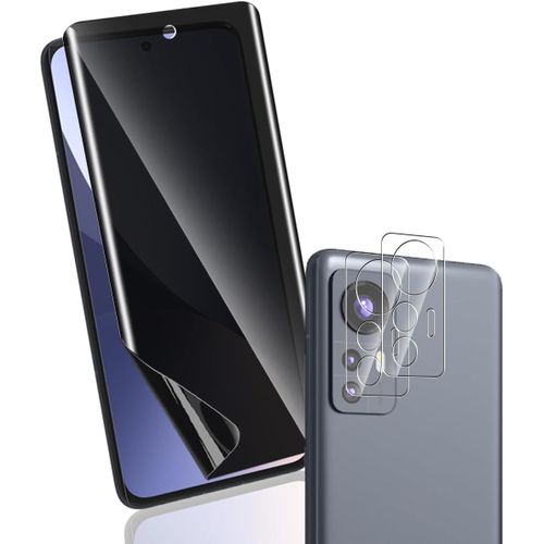 Kal-Protection D'écran Pour Xiaomi 12 Anti-Espion Film Flexible 1 Pièces + Arrière Caméra Verre Trempé 2 Pièces, Anti-Spy Protection Écran Protection Pour Xiaomi 12 Non-Verre Trempé