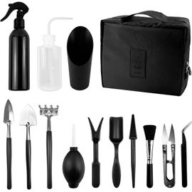 NouvelHorizonstore-Ovati Outils Jardinage, kit Jardin,kit Jardinage Adulte pour Les Plantes D'intérieubor, Kit Jardinage en Acier Carbone pour Plantes Succulentes Transplantation À La Main, avec Sac