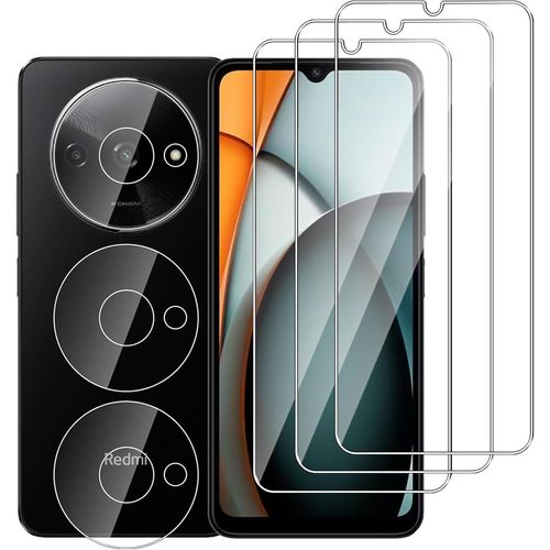 KAL-3 Pièces Verre Trempé Pour Xiaomi Redmi A3 / Redmi A3X Avec 3 Pièces Caméra Arrière Protecteur,Hd Transparent, Dureté 9H-Sans Bulles D'Air-Anti Rayures Film Protection Écran