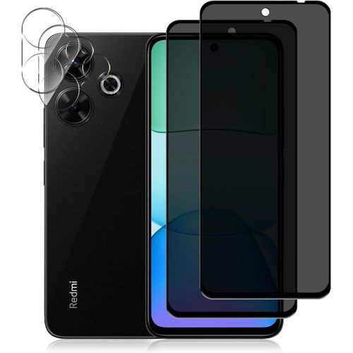 TRAHOO-Verre Trempé Anti-Espion Compatible avec Xiaomi Redmi 13 5G, [2+2 Pièces] Film Protection Ecran Confidentialité + Caméra Arrière Protecteur 9H Dureté pour Xiaomi Redmi 13 5G