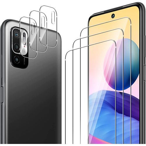 For Xiaomi Redmi Note 10 5G/Poco M3 Pro 5G 3 Pieces Tempered Glass + 3 Pieces Rear Camera Protector,9H Hardness HD Camera Protector Film Bubble-Free Anti-Scratch Screen Protector