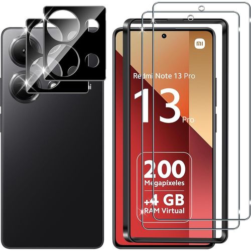 KAL-Pour Xiaomi Redmi Note 13 Pro 4G/ Poco M6 Pro 4G Verre Trempé, 2+2 Pièces Protection Écran+Caméra Arrière Protecteur Film (Noire), 9H Dureté Hd Sans Bulles Anti-Rayures Protecteurs D'Écran