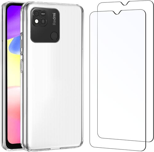 Coque Pour Xiaomi Redmi 10A, Xiaomi Redmi 9C Haute Transparente Silicone En Gel Tpu Souple Et 2 × Verre Trempé Film Protection Écran Pour Xiaomi Redmi 10A, Xiaomi Redmi 9C
