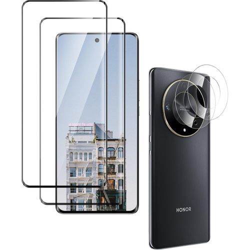 CAUC-Verre Trempé pour Honor Magic 6 Lite, Film de Protection d' écran Anti-Rayures, Écran de Protection Anti-Empreintes, 2 Pièces Protection écran + 2 Pièces Caméra Protection écran