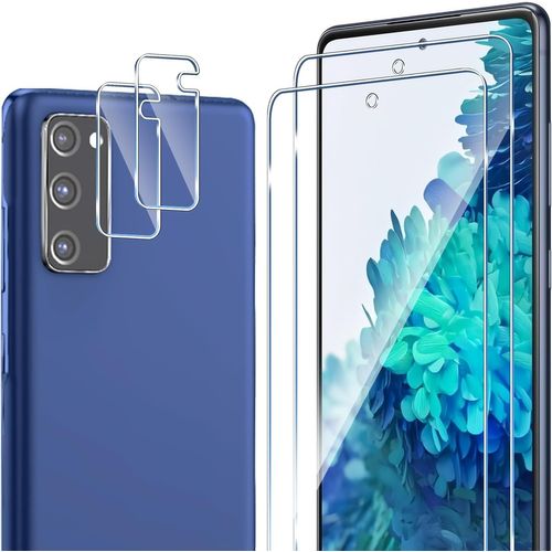 Compatible With Samsung Galaxy S20 Fe 5g Tempered Glass, 2 X Screen Protectors + 2 X Camera Protectors, 9h Hardness Bubble-Free Anti-Oil/Anti-Scratch/Anti-Fingerprint Hd Screen Protector Film