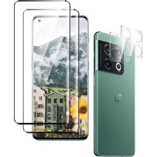 CAUC-Verre Trempé pour OnePlus 10 Pro, Film de Protection d' écran Anti-Rayures, Écran de Protection Anti-Empreintes, 2 Pièces Verre Trempé + 2 Pièces Caméra Protection écran