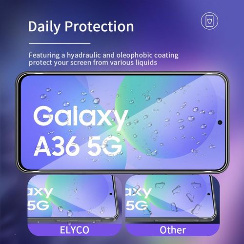 CAUC-Compatible avec Samsung Galaxy A36 5G Verre Trempé, 3 Pièces Protection Écran + 2 Pcs Caméra Arrière Protecteur, 9H Dureté Sans Bulles Anti-Rayures/Anti-Empreinte HD Film Protection Décran
