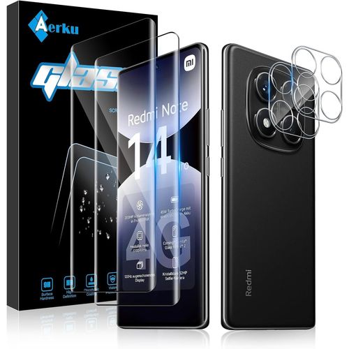 JGD-Verre Trempé pour Xiaomi Redmi Note 14 Pro 4G avec Caméra Arrière Protecteur [2+2 Pièces], 3D Couverture Complète Protection écran Dureté 9H Film Vitre Protection