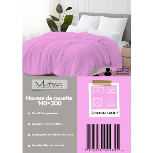 Housse De Couette - Mortreux - Lilas - 140 X 200 Cm - Polycoton - Lavable À 40°C
