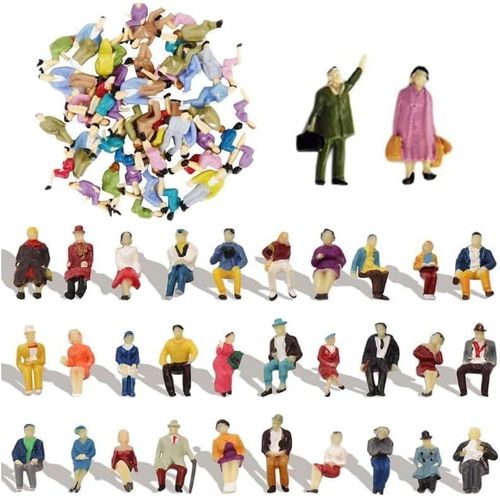 Sansh-Ensemble De 60 Pièces Personnage Miniature Figurines Colorées Maquette Dans Différentes Poses Petits Personnages Peints Figurines De Train Miniatures Modélisme À L'échelle 1:87