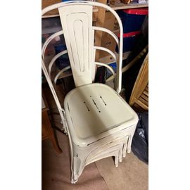 4 Chaises Métal Rétro Industrielles Blanches 