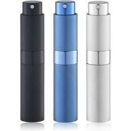 Atomiseur De Parfum 10ml,Flacon Pulvérisateur De Voyage Pour Eau De Cologne,Pulvérisateur Portable Rechargeable(3pcs,Noir Argent Bleu) 