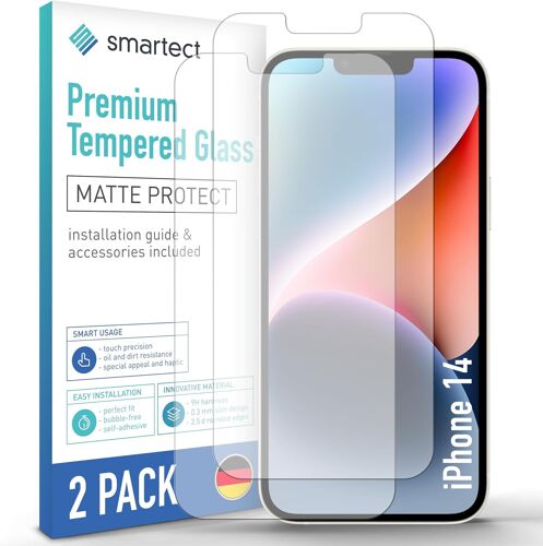 Verre Trempé [2 Pièces, Mat] pour iPhone 14, Protecteur d'écran en Verre HD Anti Rayures, Sans Bulles, Dureté 9H, Ultra Résistant