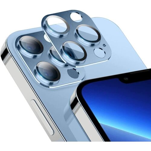 KAL-Caméra Arrière Protecteur Compatible Avec Iphone 13 Pro/13 Pro Max, [Anti-Rayures] Verre Trempé Alliage D'Aluminium Caméra Lentille Coque, Hd Protection Écran Pour Iphone 13 Pro/Pro Max-Bleu