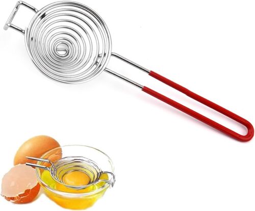 Stainless Steel Egg Separator,Egg Separator,Large Capacity Egg Separator with Long Handle for Kitchen and Cookware,Dishwasher Safe (Red)