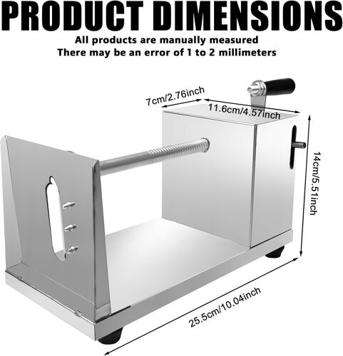 Coupe-Pommes De Terre En Spirale Twister-Coupe-Frites En Acier Inoxydable-Coupe-Pommes De Terre En Spirale-Coupe-Frites-Accessoire Pour Friteuses-Pour Pommes De Terre,Concombre,Carotte