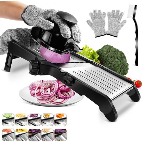 Kalanka-Mandoline De Cuisine Réglable En Inox, Coupe-Légumes Professionnelle Avec Lame Tranchante Intégrée, Mandoline Japonaise Multifonction À Différents Epaisseurs Pour Tranche, Julienne Et Gaufre