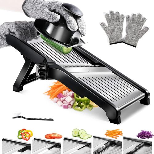 Mandoline Reglable Inox Avec Lame Tranchante, Professionnelle Cuisine Pour Différents D'epaisseurs De Coupe Et Julienne, Mandoline Manuelle Pour Coupe Fruits Et Légumes