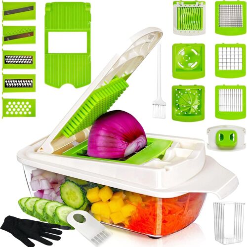 Chenquansarl-Mandoline De Cuisine 19 En 1 Multifonction Coupe Legumes Trancheuse Pour Légumes Fruits Pomme De Terre Oignons Carotte Concombre