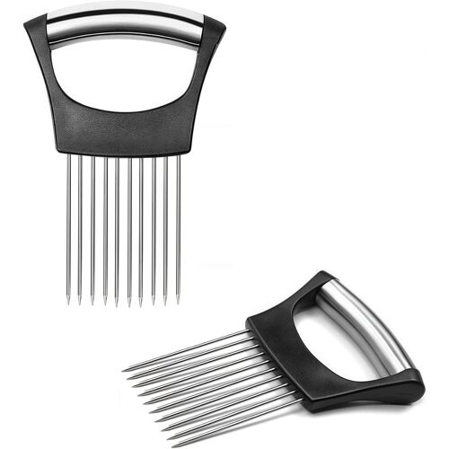 Mevronisshop-Support D'oignon,2 Pièces Porte-Tranche D'oignon En Acier Inoxydable,Fourchette À Oignon,Outil De Découpe Pour Viande,Légumes,Tomate,Fruits