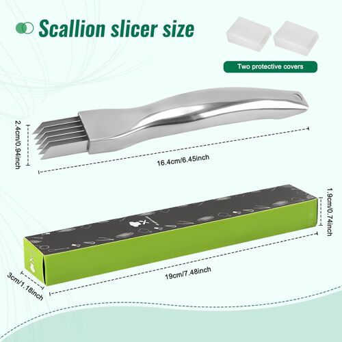 2 Piece Kitchen Green Onion Cutter,Stainless Steel Onion Cutting Knife,Shredded Silk Knife Sharp,Onion Cutter for Restaurant and Home Use for Fruit and Vegetable