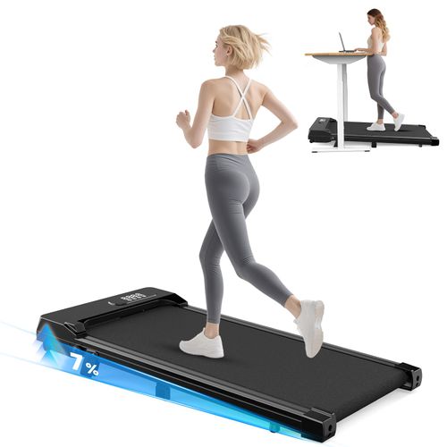 Tapis De Course - 2.5hp Tapis De Marche Avec Télécommande Et De Led - Vitesse Réglable 1-8km/H - Parfait Pour Une Utilisation À Domicile Ou Au Bureau - Noir