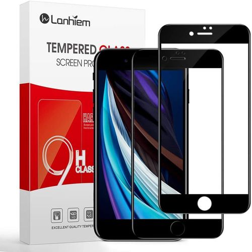 Kal-Pièces Verre Trempé Iphone Se 2022 / Se 2020 / Iphone 7/8, Couverture Complètefilm Protection Écran Pour Iphone Se 2022 / Se 2020/7 /8 Ultra Résistant Dureté 9h, Noir