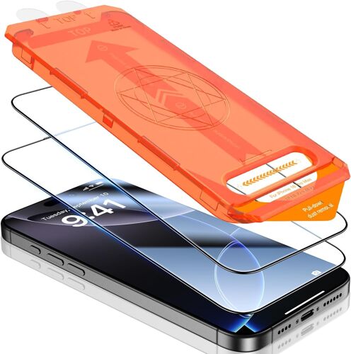 KAL-Pour Iphone 16 Pro Max Verre Trempé-Protection Ecran, Protection De Positionnement, Hd Transparent, Compatible Avec Id Face-2 Pièces