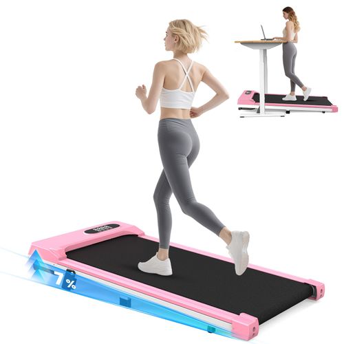 Tapis De Course - 2.5hp Tapis De Marche Avec Télécommande Et De Led - Vitesse Réglable 1-8km/H - Parfait Pour Une Utilisation À Domicile Ou Au Bureau - Rose