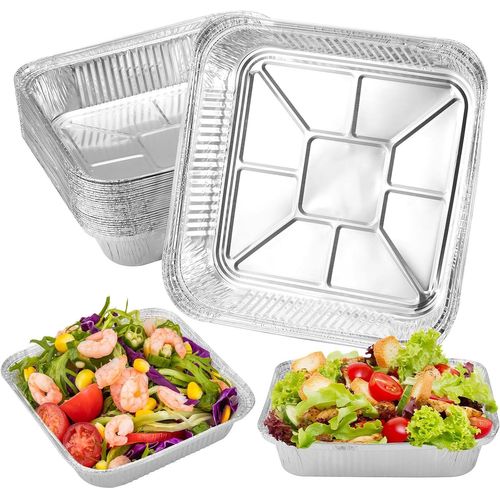 LETNERNY-30 Pièces Barquette En-Boîte Aluminium 1200Ml, Plat Jetable Pour Barbecue, Cuisson, Cuisine, Four (21 × 21 × 4,5Cm)