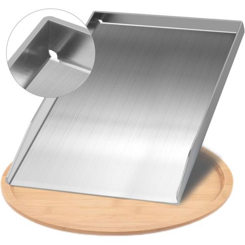 Plaque de cuisson - Plancha en acier inoxydable épais - 28x 20 cm - Convient pour barbecue à gaz et barbecue à charbon - Plus : spatule