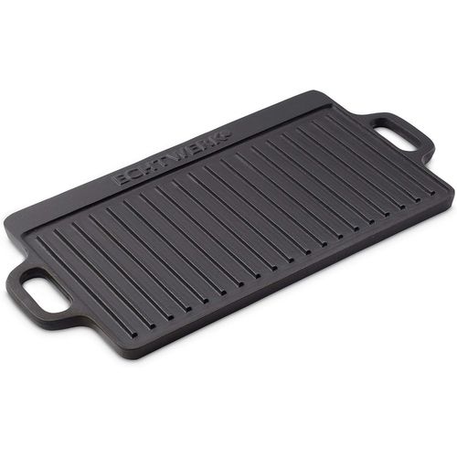 LETNERNY-Plaque De Gril Small 45,5 X 23 X 1,5Cm En Fonte Avec 2 Poignées Et Revêtement Émaillé, Poêle À Griller/Plaque De Gril Pour Foyer, Barbecue, Feu De Camp, Four Ou Cuisinière