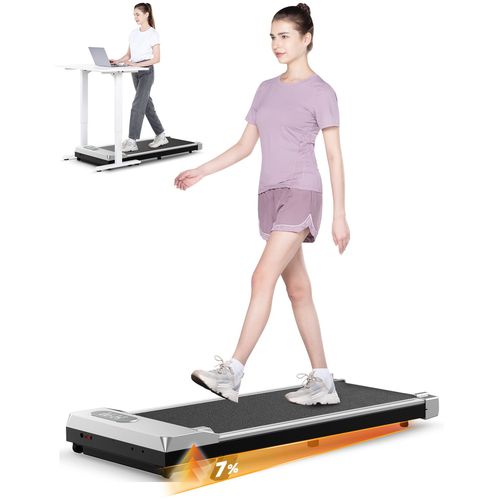 Tapis De Course - 2.5hp Tapis De Marche Avec Télécommande Et De Led - Vitesse Réglable 1-8km/H - Parfait Pour Une Utilisation À Domicile Ou Au Bureau - Argent