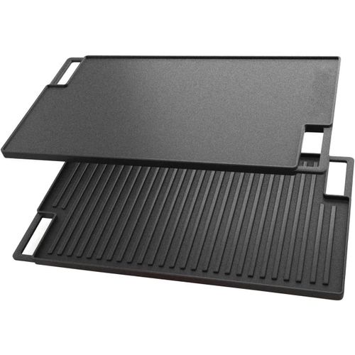 Grille multifonction en fonte double face - Plaque de cuisson en fonte - Plaque de cuisson plancha - Pour four, cuisinière et barbecue