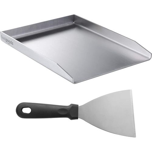 LETNERNY-Plancha/Plaque Barbecue Acier Inoxydable 30 X 40 Cm Pour Barbecue À Charbon Et À Gaz + Spatule