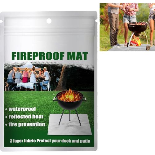 ASFASFq-Tapis de barbecue - Protection du sol - Tapis de barbecue pour barbecues, poêles à cheminée, sol, pelouse, barbecue en plein air - Tapis de protection du sol - Tapis de protection carré