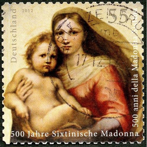 Timbre Oblitéré Deutschland, 500 Jahre Sixtinische Madonna, 2012, 55