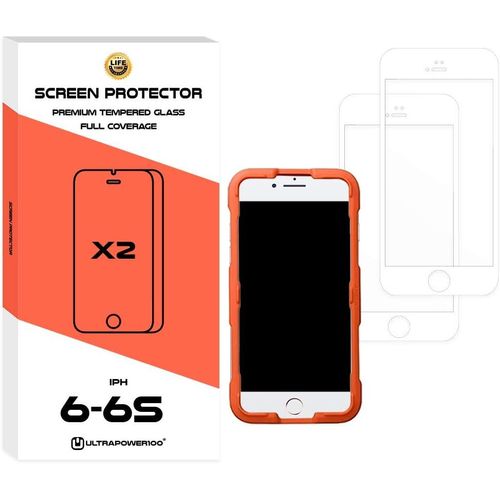 KAL-Protection D'Écran Shatterproof Compatible Pour Iphone 6/6S Full Coverage Premium Tempered Glass Film 2 Pack Anti-Shatter White