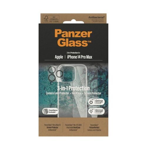 Panzerglass Iphone 14 Pro Max, Bundle Clear Glass+Case Transparent, A