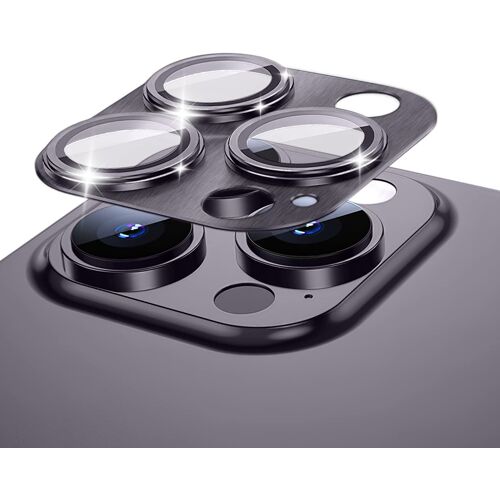 KAL-Protecteur Caméra Arrière Compatible Avec Iphone 14 Pro/14 Pro Max - Coque En Alliage D'Aluminium Avec Verre Trempé Hd Pour Lentille - Violet