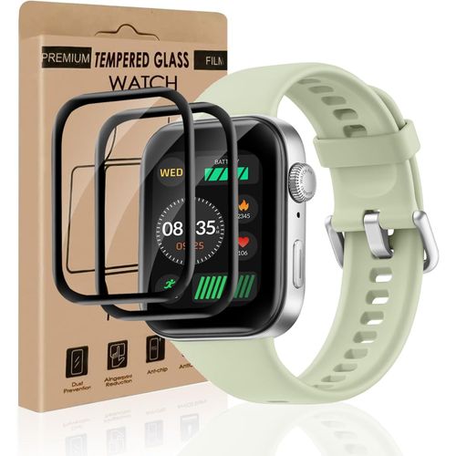 Kal-Lot De 2 Films De Protection D'écran En Verre Blindé Pour Huawei Watch Fit 3, Sans Bulles D'air, Anti-Rayures, Anti-Traces De Doigts, Sans Poussière, Durable