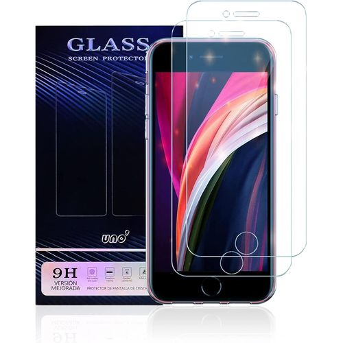 Kal-Uno' Lot De 2 Films Protecteurs D'écran Pour Iphone 7 Et Iphone 8, Anti-Rayures, Anti-Traces De Doigts, Sans Bulles, 9h, Résistant Aux Chocs, Hd, Verre Trempé Ultra Résistant 3d Et Transparent