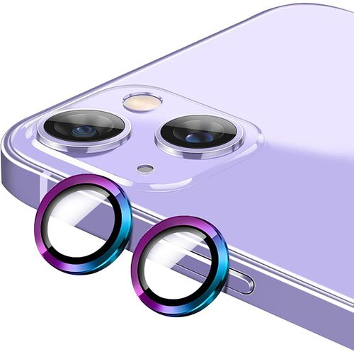 KAL-Verre Trempé Caméra Pour Iphone 13, Iphone 13 Mini Verre Trempé Camera En 1 Bordure En Métal + Protecteur Film -Colorful