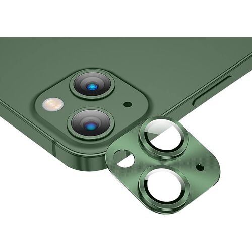 KAL-Pack Verre Trempé Caméra Pour Iphone 13, Iphone 13 Mini Verre Trempé Camera En 1 Bordure En Métal + Protecteur Film -Green